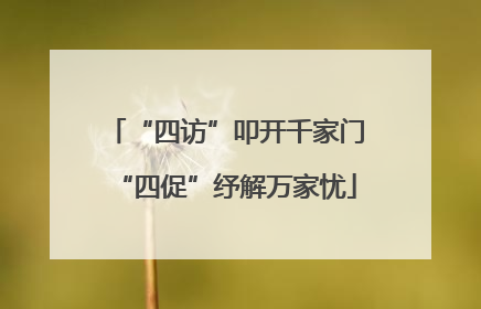 “四访”叩开千家门“四促”纾解万家忧