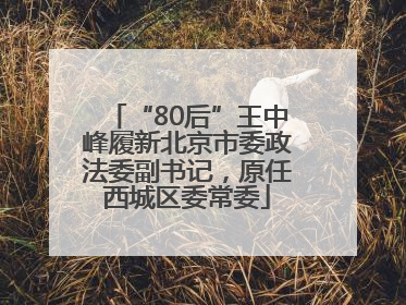 “80后”王中峰履新北京市委政法委副书记，原任西城区委常委