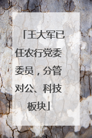 王大军已任农行党委委员，分管对公、科技板块