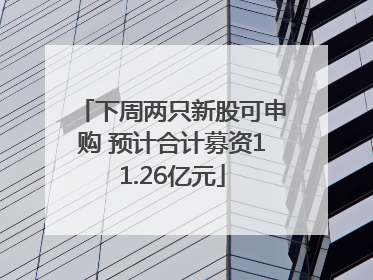 下周两只新股可申购 预计合计募资11.26亿元