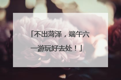 不出菏泽，端午六一游玩好去处！