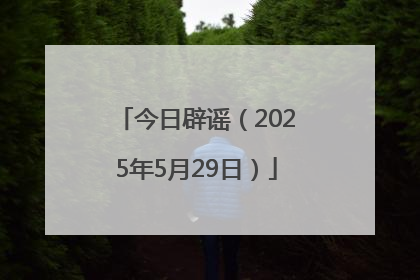 今日辟谣（2025年5月29日）