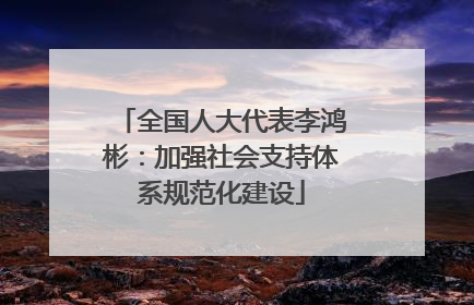全国人大代表李鸿彬：加强社会支持体系规范化建设