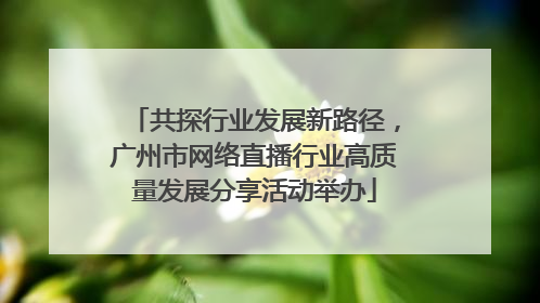 共探行业发展新路径，广州市网络直播行业高质量发展分享活动举办