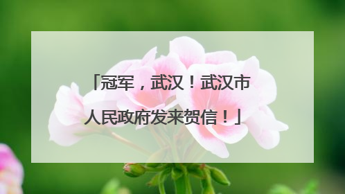 冠军，武汉！武汉市人民政府发来贺信！