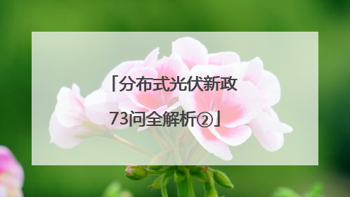 分布式光伏新政73问全解析②
