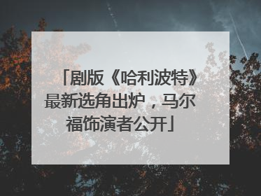 剧版《哈利波特》最新选角出炉，马尔福饰演者公开