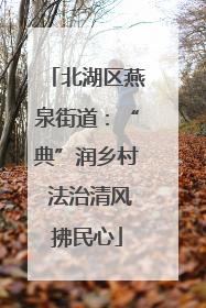 北湖区燕泉街道：“典”润乡村 法治清风拂民心