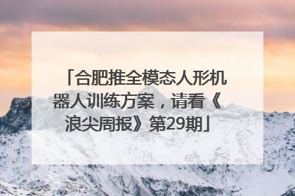 合肥推全模态人形机器人训练方案，请看《浪尖周报》第29期