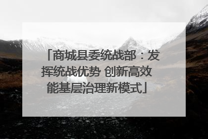 商城县委统战部：发挥统战优势 创新高效能基层治理新模式