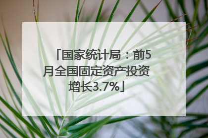 国家统计局：前5月全国固定资产投资增长3.7%