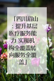 四川眉山：提升基层医疗服务能力 实现机构全覆盖转向服务全覆盖