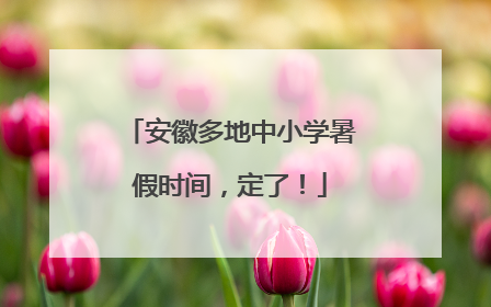 安徽多地中小学暑假时间，定了！