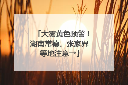 大雾黄色预警！湖南常德、张家界等地注意→