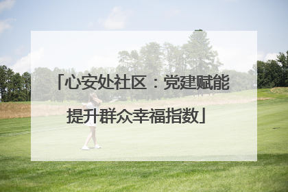心安处社区：党建赋能 提升群众幸福指数