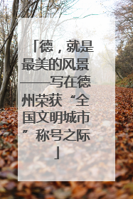 德，就是最美的风景——写在德州荣获“全国文明城市”称号之际