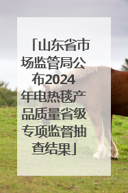 山东省市场监管局公布2024年电热毯产品质量省级专项监督抽查结果