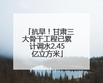 抗旱！甘肃三大骨干工程已累计调水2.45亿立方米