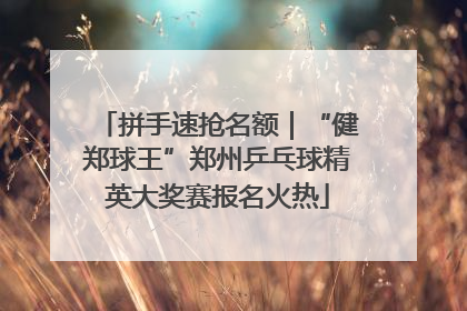拼手速抢名额｜“健郑球王”郑州乒乓球精英大奖赛报名火热