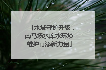 水域守护升级，南马场水库水环境维护再添新力量