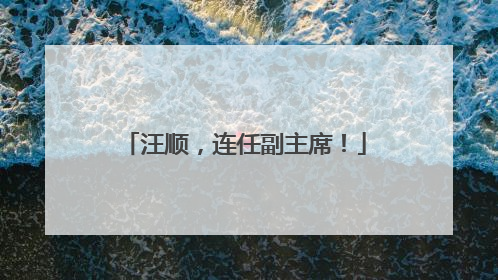 汪顺，连任副主席！