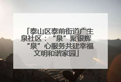 泰山区泰前街道广生泉社区：“泉”聚银辉“泉”心服务共建幸福文明和谐家园