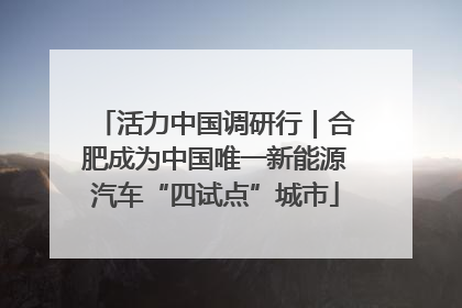 活力中国调研行｜合肥成为中国唯一新能源汽车“四试点”城市
