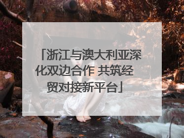 浙江与澳大利亚深化双边合作 共筑经贸对接新平台