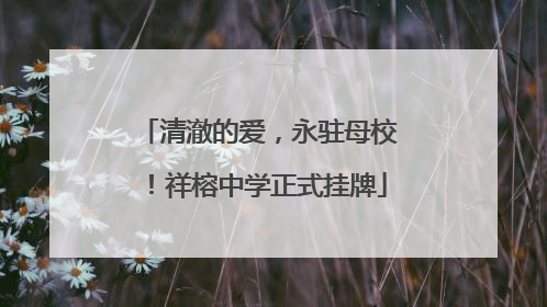 清澈的爱，永驻母校！祥榕中学正式挂牌