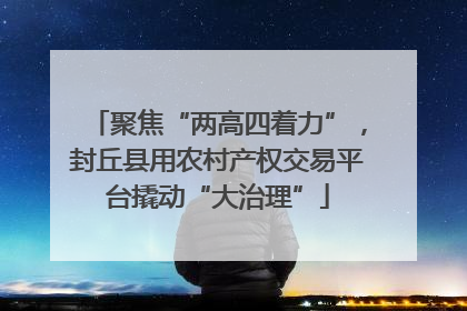 聚焦“两高四着力”，封丘县用农村产权交易平台撬动“大治理”