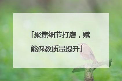 聚焦细节打磨，赋能保教质量提升