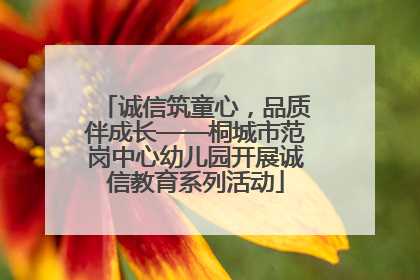 诚信筑童心，品质伴成长——桐城市范岗中心幼儿园开展诚信教育系列活动