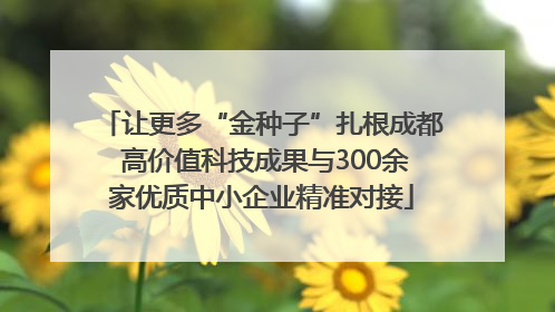 让更多“金种子”扎根成都 高价值科技成果与300余家优质中小企业精准对接
