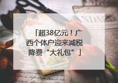 超38亿元！广西个体户迎来减税降费“大礼包”