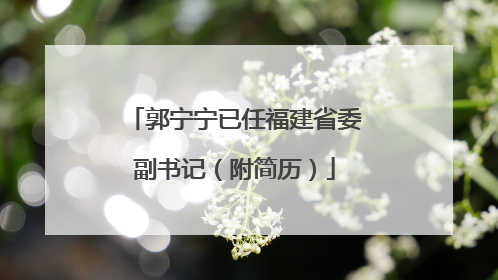 郭宁宁已任福建省委副书记（附简历）