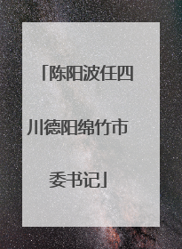 陈阳波任四川德阳绵竹市委书记