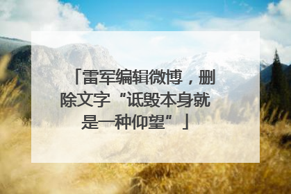 雷军编辑微博，删除文字“诋毁本身就是一种仰望”