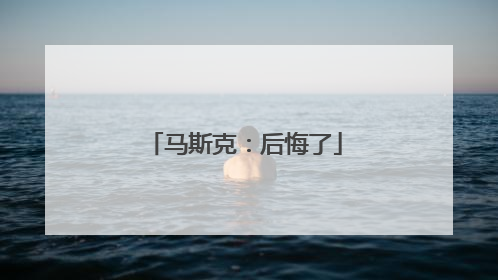 马斯克：后悔了