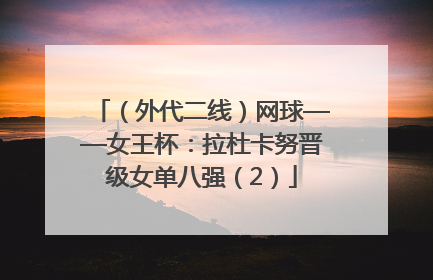 （外代二线）网球——女王杯：拉杜卡努晋级女单八强（2）