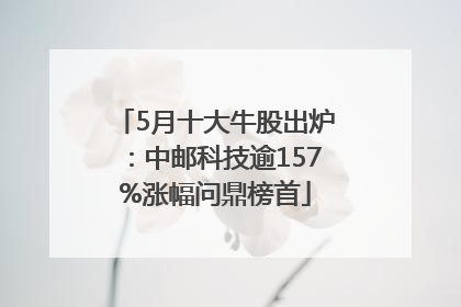 5月十大牛股出炉：中邮科技逾157%涨幅问鼎榜首