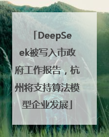 DeepSeek被写入市政府工作报告，杭州将支持算法模型企业发展